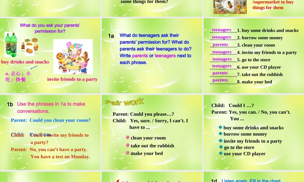 八年级英语下册 Unit 3 Could you please clean your room Section B课件1 (新版)人教新目标版 课件