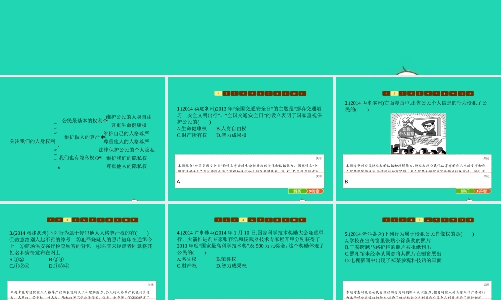八年级政治下册 第四单元 关注我们的人身权利单元整合课件 湘教版 课件