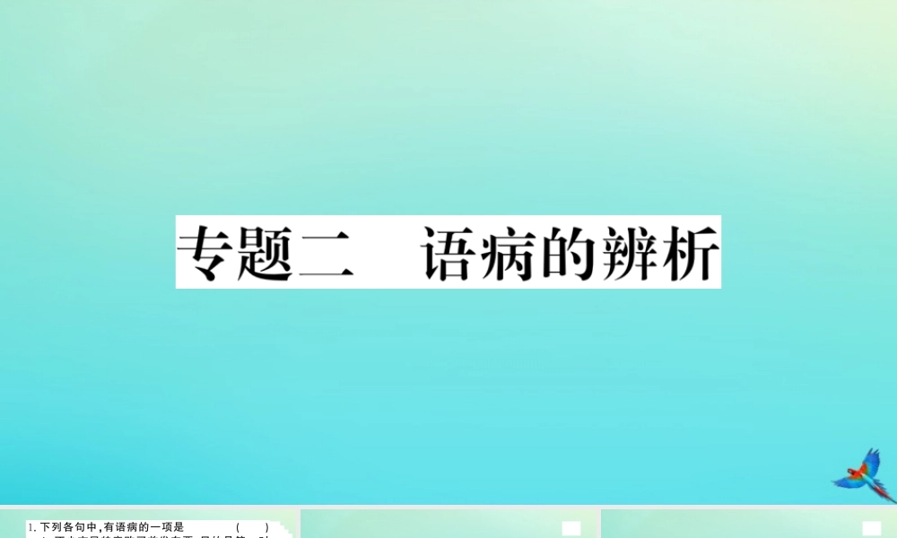 九年级语文上册 专题二 语病的辨析作业课件 新人教版 课件