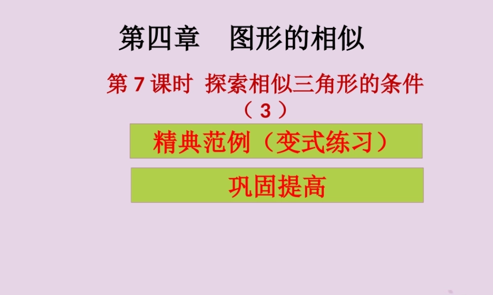 九年级数学上册 第4章 图形的相似 第7课时 探索三角形相似的条件(3)(课堂导练)习题课件 (新版)北师大版 课件
