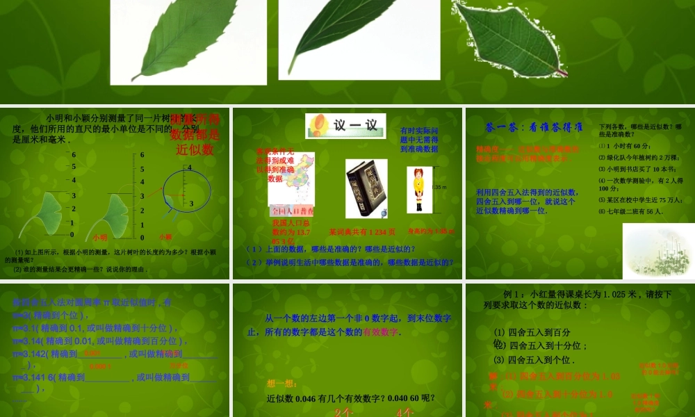 天津市梅江中学七年级数学上册 1.5.3 近似数课件 (新版)新人教版