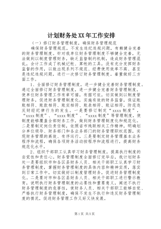 计划财务处XX年工作安排
