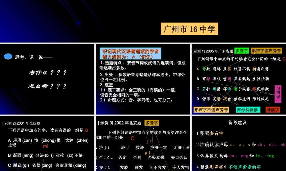 人教版高考复习 字音字形 试题