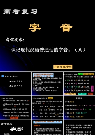 人教版高考复习 字音字形 试题