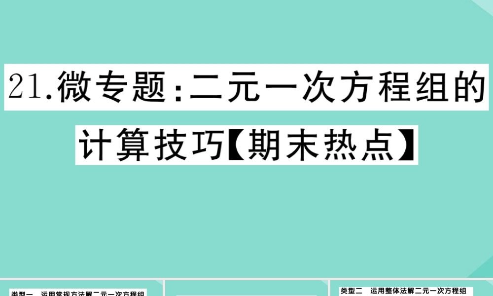 八年级数学上册 第五章 二元一次方程组 微专题：二元一次方程组的计算技巧作业课件 (新版)北师大版 课件