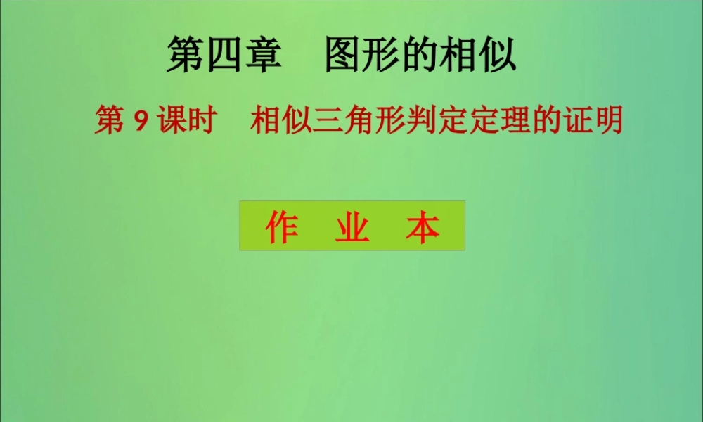 九年级数学上册 第4章 图形的相似 第9课时 相似三角形判定定理的证明(课后作业)习题课件 (新版)北师大版 课件