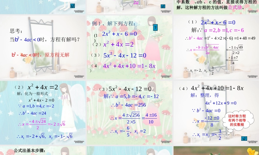 新课标中考数学复习课件 一元二次方程公式法 课件