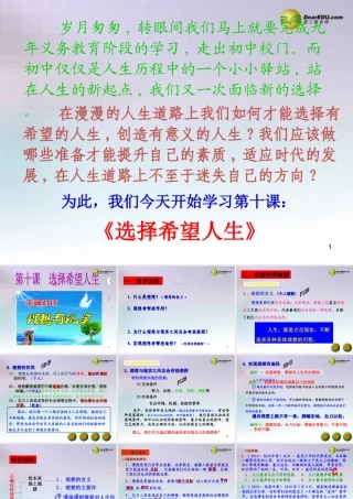 九年级政治全册 第四单元 第10课 选择希望的人生课件2 新人教版 课件