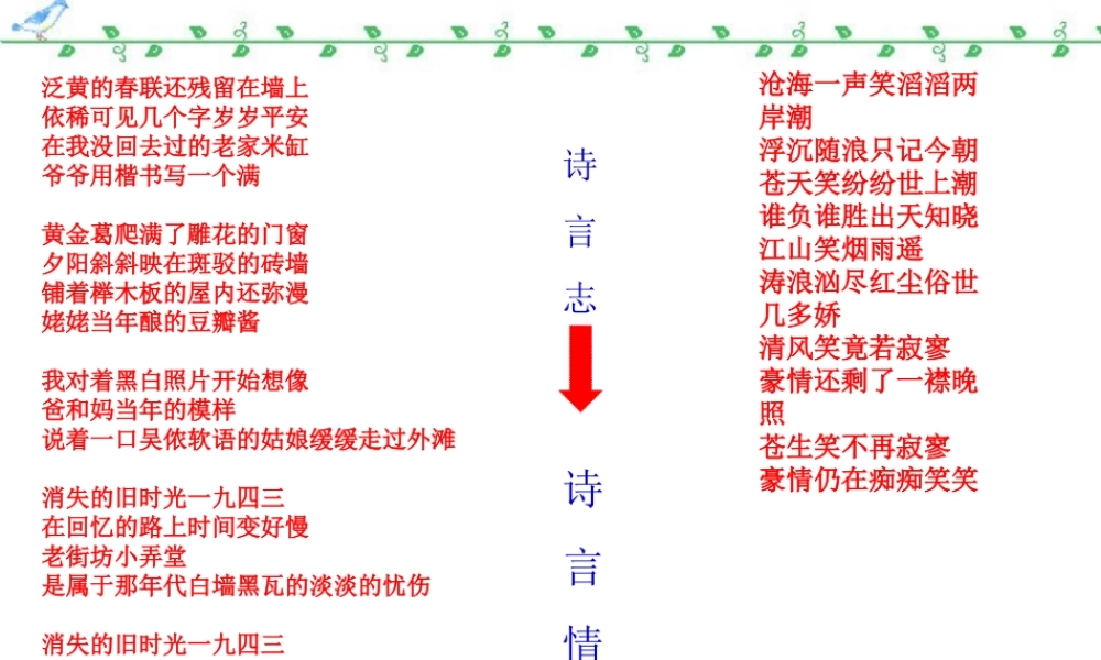 安徽省高三语文诗歌鉴赏专题课件