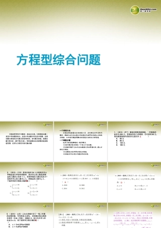 中考数学 专题 方程型综合问题题型专讲专练课件(12、13真题为例)  课件