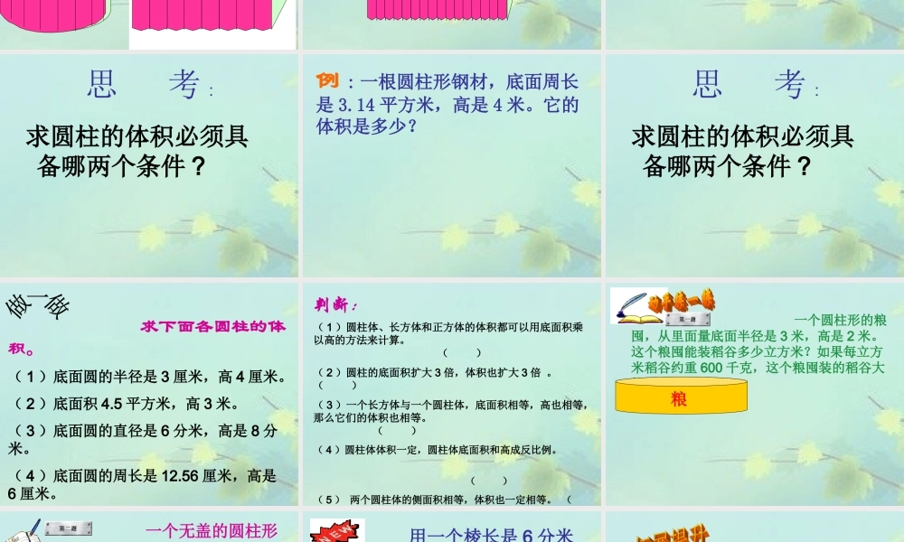 六年级数学圆柱的体积王萍桃1
