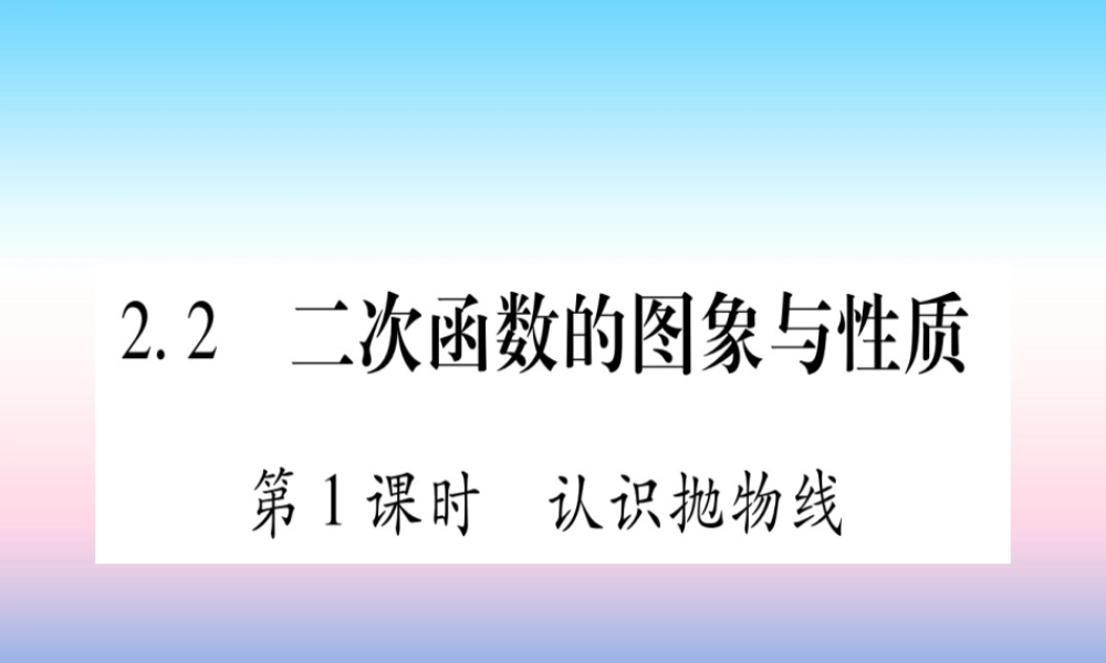 九年级数学下册 第2章 二次函数 22(二次函数的图象与性质)课堂导练课件(含中考真题)(新版)北师大版 课件