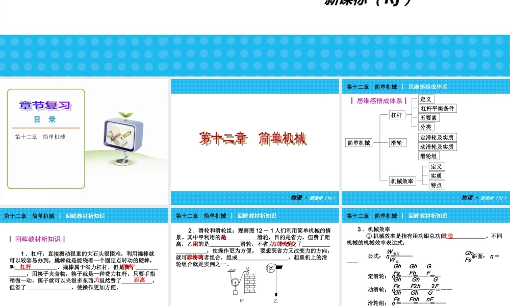 2013秋至2014春《中考小复习》：人教版八年级物理下册第十二章_简单机械复习课件