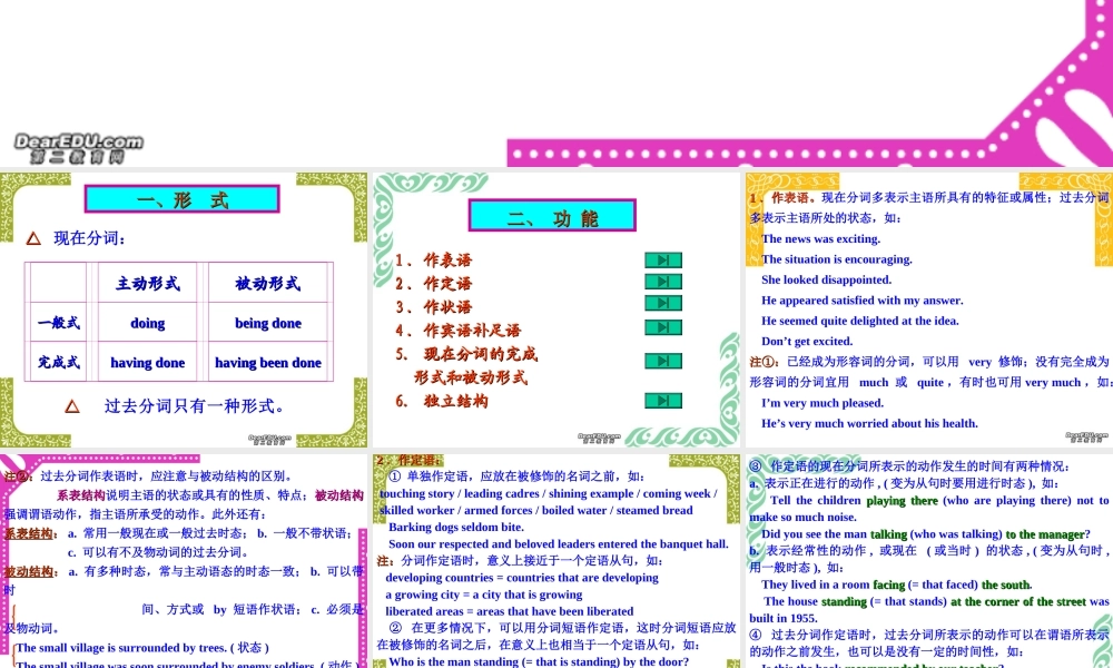 分词高三英语总复习语法系列训练课件