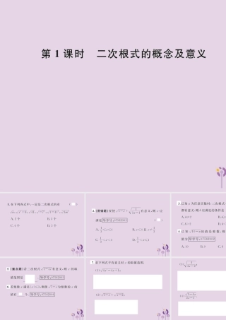 春八年级数学下册 第16章 二次根式 16.1 二次根式 第1课时 二次根式的概念及意义课后作业课件 (新版)新人教版 课件