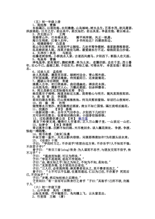 初一年级诗词背诵资料