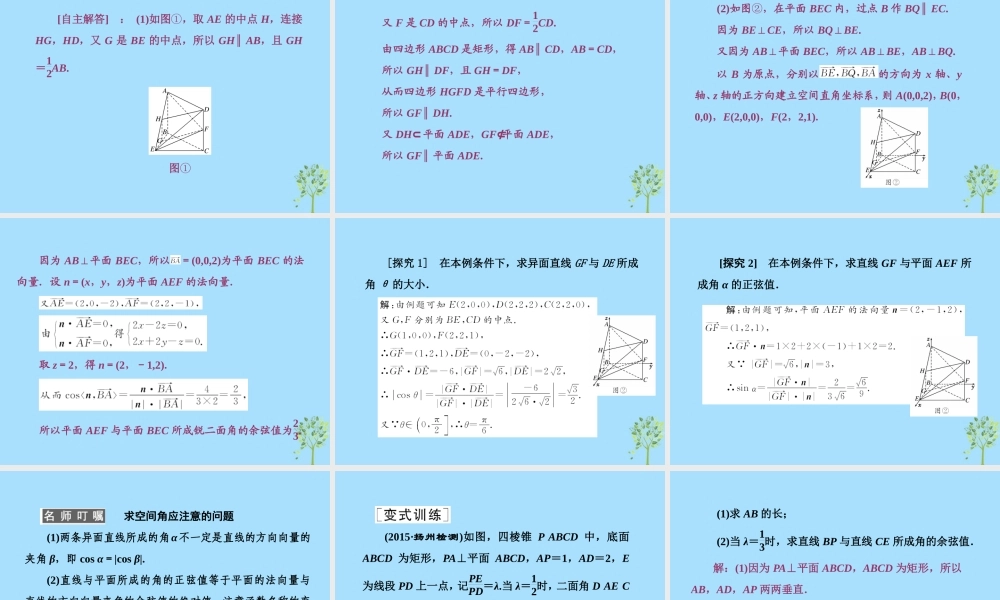 山西省忻州市高考数学 专题 用向量解决立体几何角的问题2复习课件