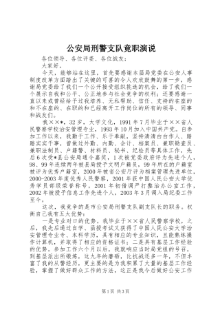 公安局刑警支队竟职演说