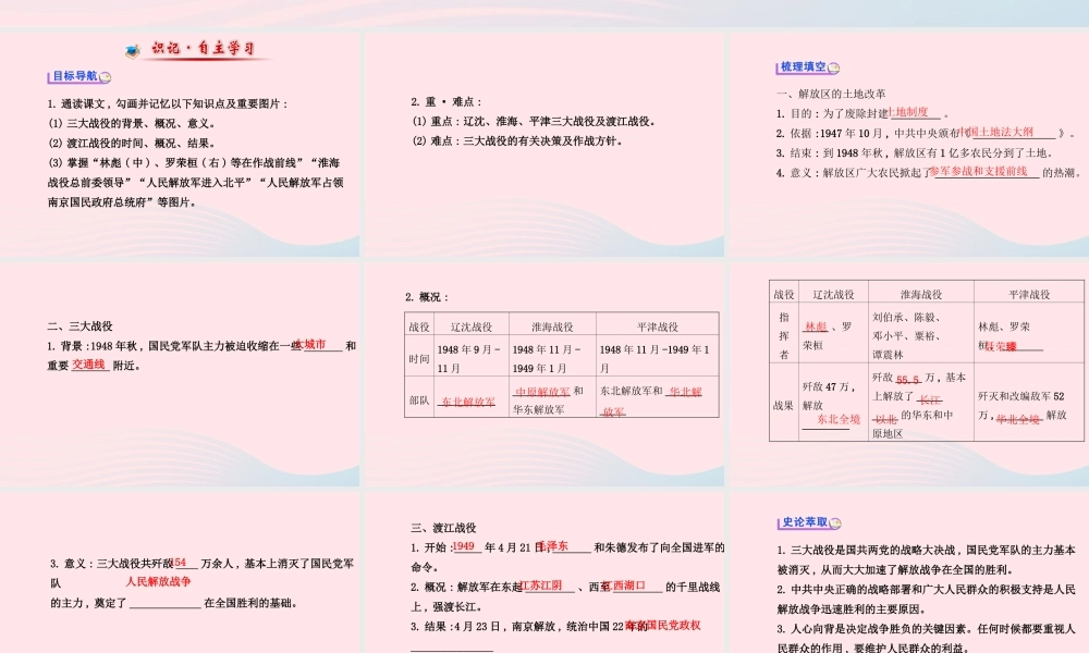 八年级历史上册 第5单元 人民解放战争的胜利 第民解放战争的胜利课件 岳麓版 课件