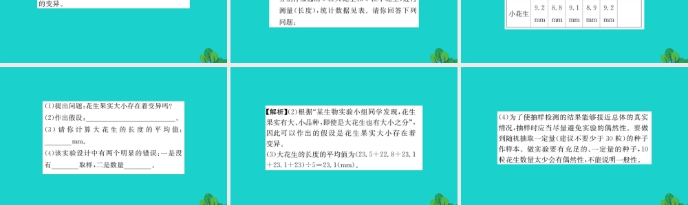 八年级生物下册 7.2.5 生物的变异习题课件(新版)新人教版 课件