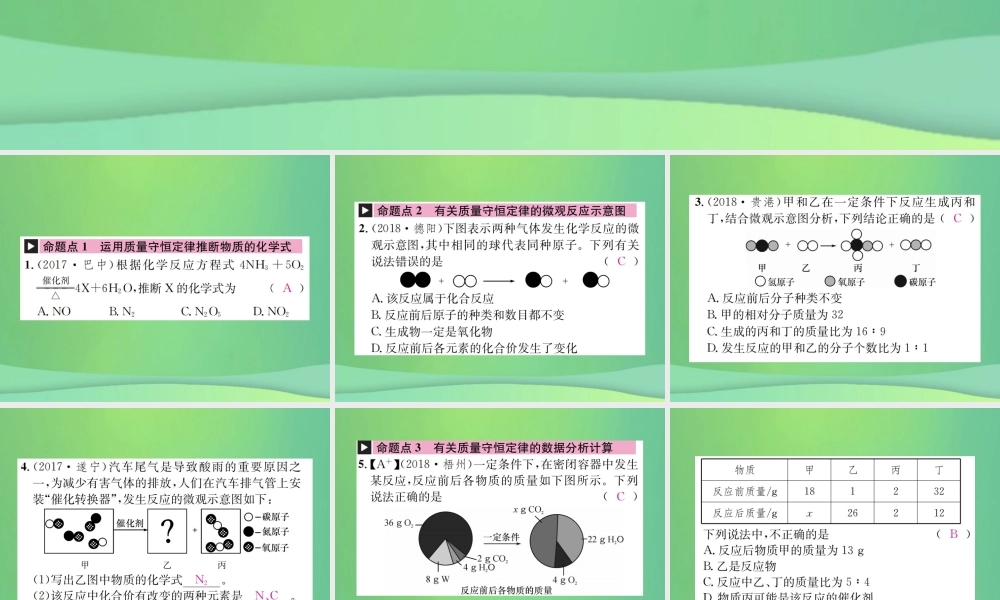 中考化学总复习 教材考点梳理 第五单元 定量研究化学反应课件 鲁教版 课件