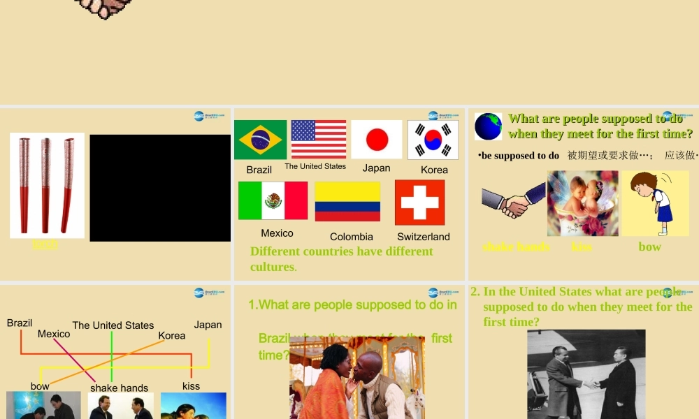 九年级英语全册 Unit 12 You re supposed to shake hands Section A课件 人教新目标版 课件