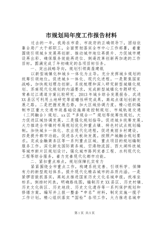 市规划局年度工作报告材料
