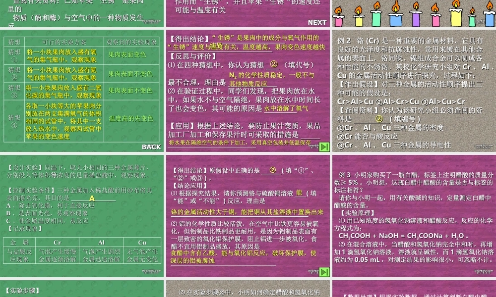 中考化学专题研究 探究性试题解题研讨 新课标 试题