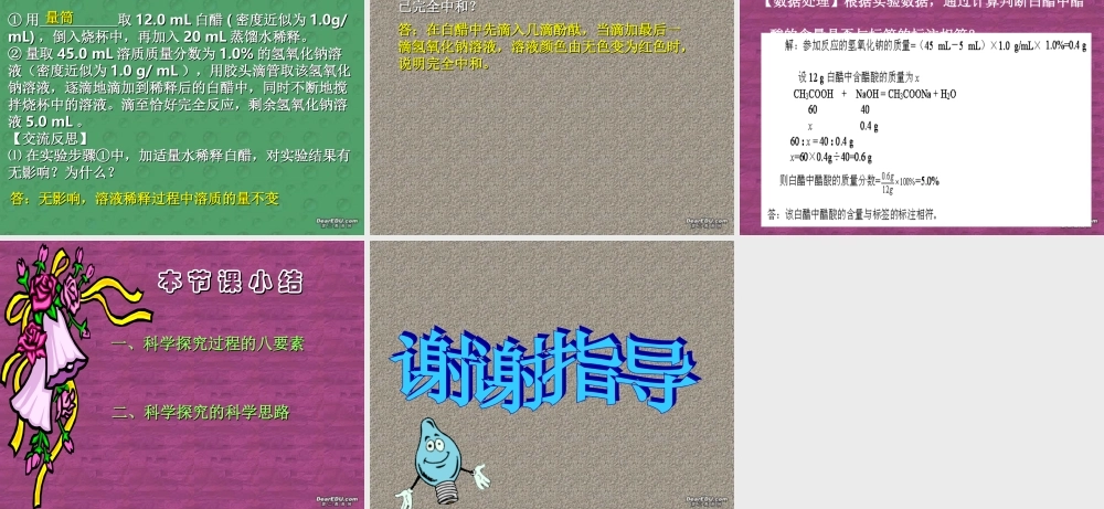 中考化学专题研究 探究性试题解题研讨 新课标 试题