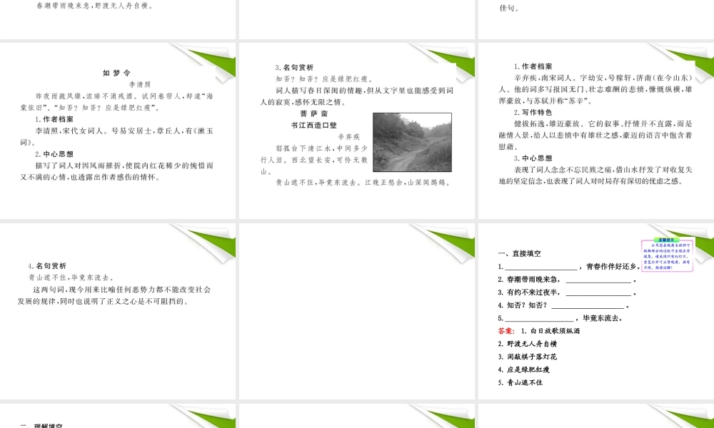 九年级语文上册 第29课 诗词五首配套课件 语文版 课件