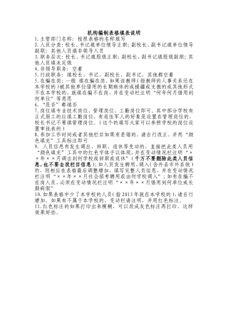 机构编制表格填表说明