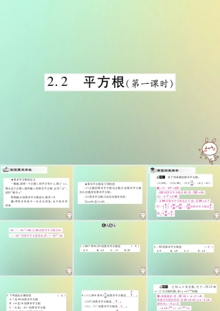八年级数学上册 第二章 实数 2.2 平方根(第1课时)习题课件 (新版)北师大版 课件