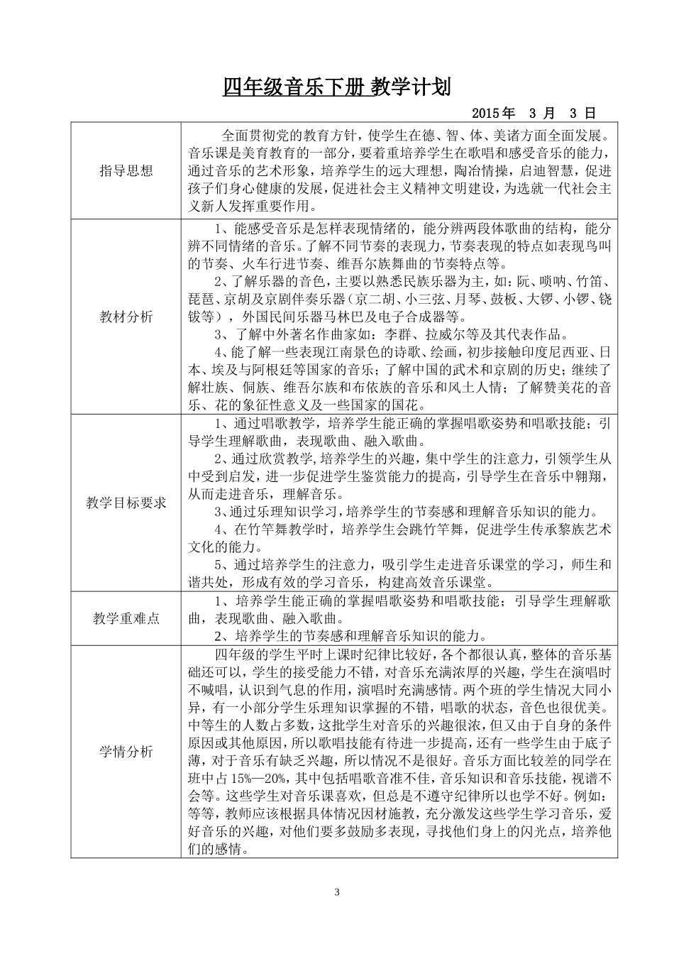 四年级音乐下教案2015_第3页