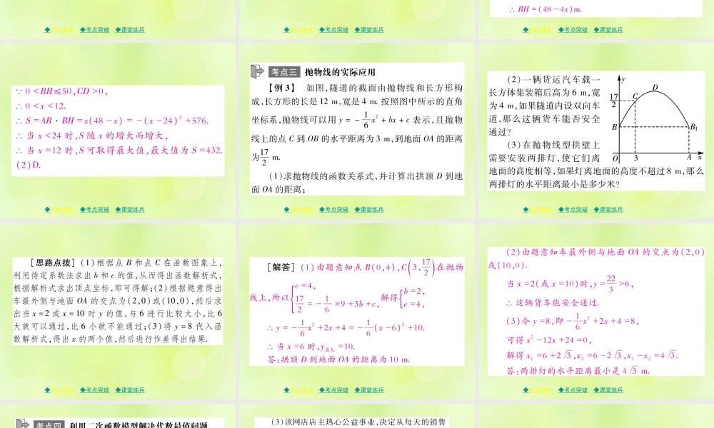 中考数学总复习 第一部分 考点梳理 第三章 函数及其图象 第16课时 二次函数的实际应用课件