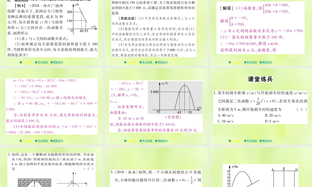 中考数学总复习 第一部分 考点梳理 第三章 函数及其图象 第16课时 二次函数的实际应用课件