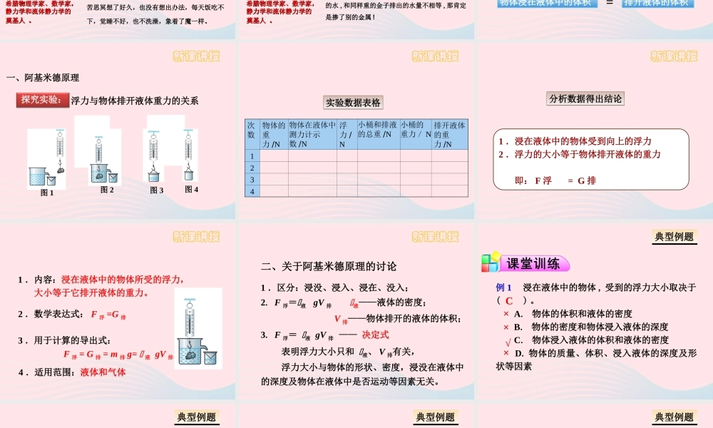 八年级物理下册 10.2阿基米德原理课件 (新版)新人教版 课件