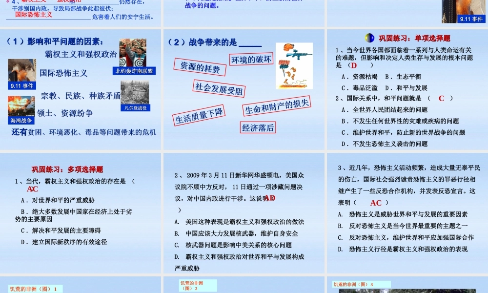 九年级政治 31 和平发展 时代主题课件 粤教版 课件