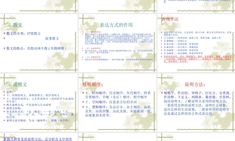 九年级语文中考现代文复习资料大全课件