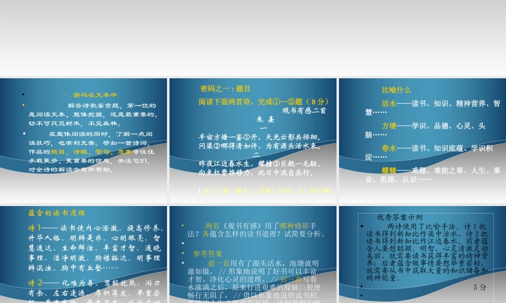 中学11—12学年高三语文(读懂诗歌密码)课件