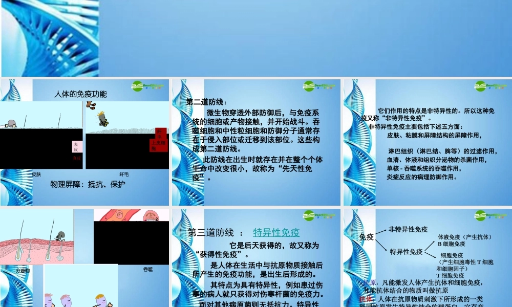 八年级生物下册 人体的免疫防线课件 苏科版 课件