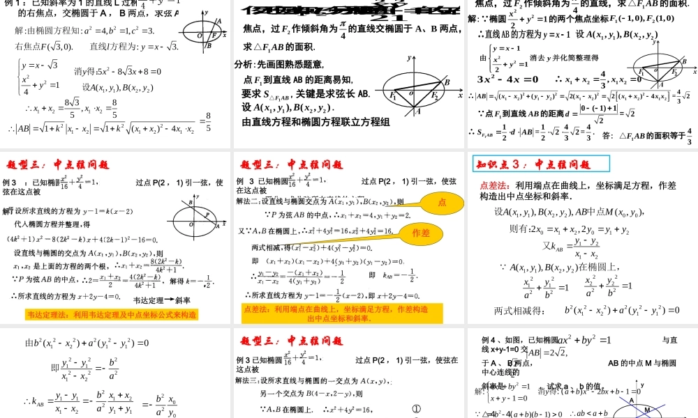 椭圆的简单几何性质直线与椭圆的位置关系
