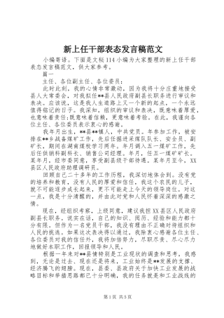 新上任干部表态发言稿范文