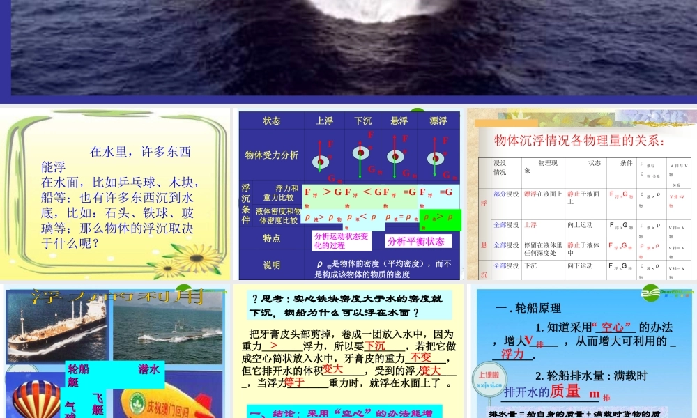 八年级物理下册 物体的浮与沉课件 苏科版 课件