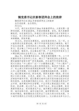 镇党委书记在新春团拜会上的致辞