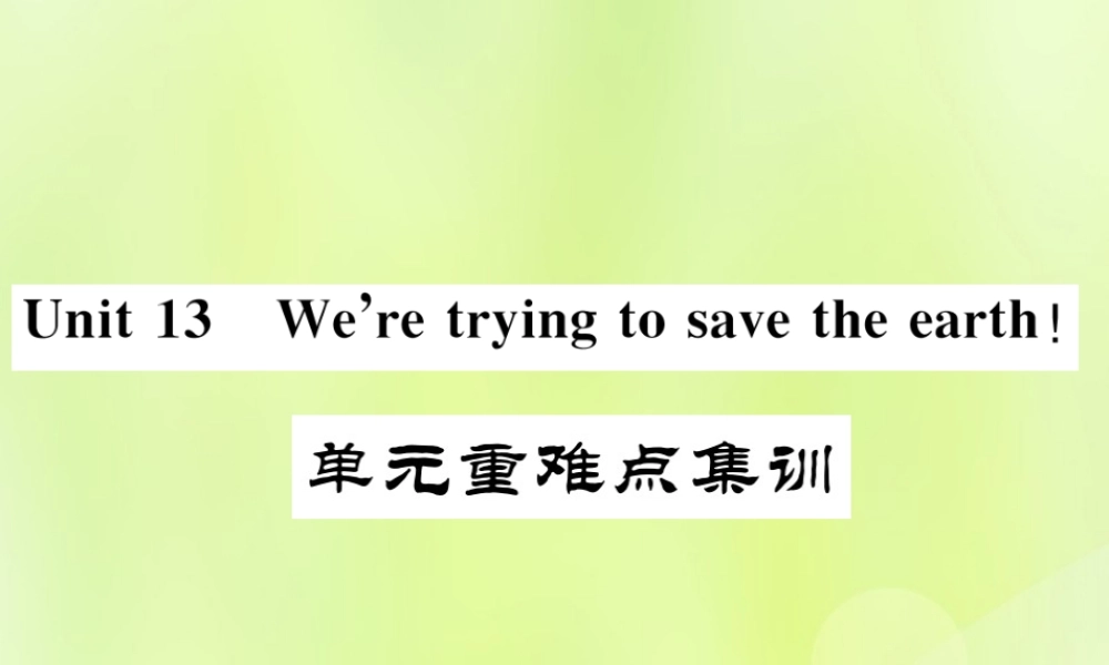 九年级英语全册 Unit 13 We re trying to save the earth重难点集训习题课件 (新版)人教新目标版 课件
