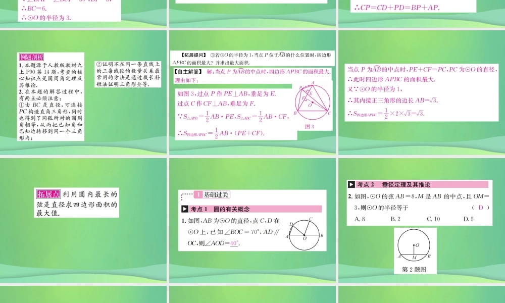 中考数学复习 第六单元 圆 第22讲 圆的基本性质课件