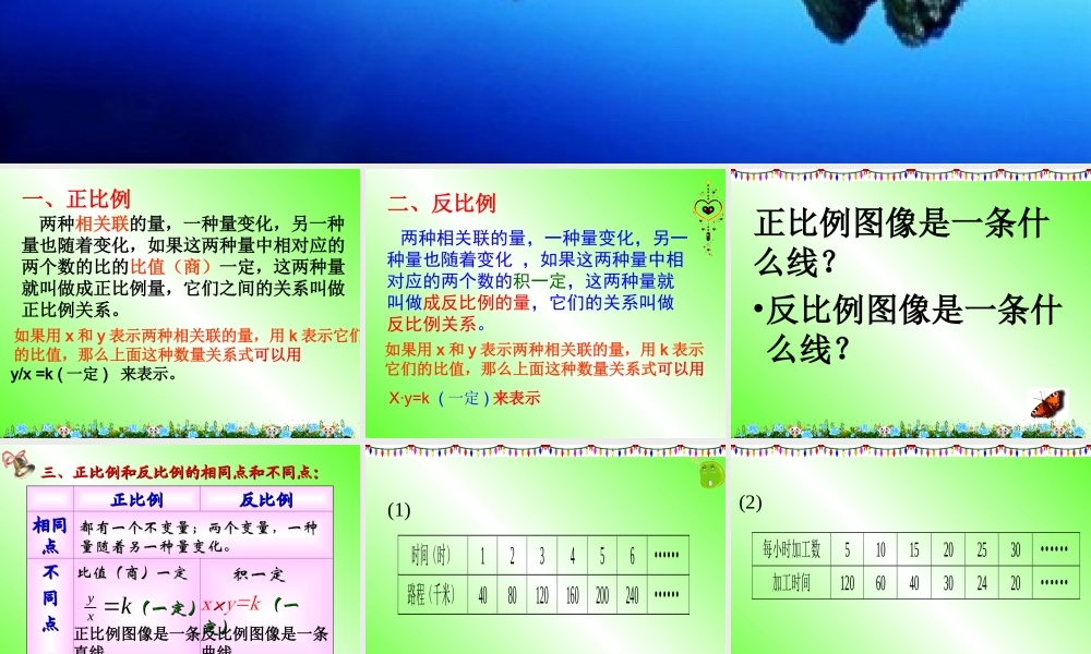 六年级下册数学总复习《正比例与反比例》复习