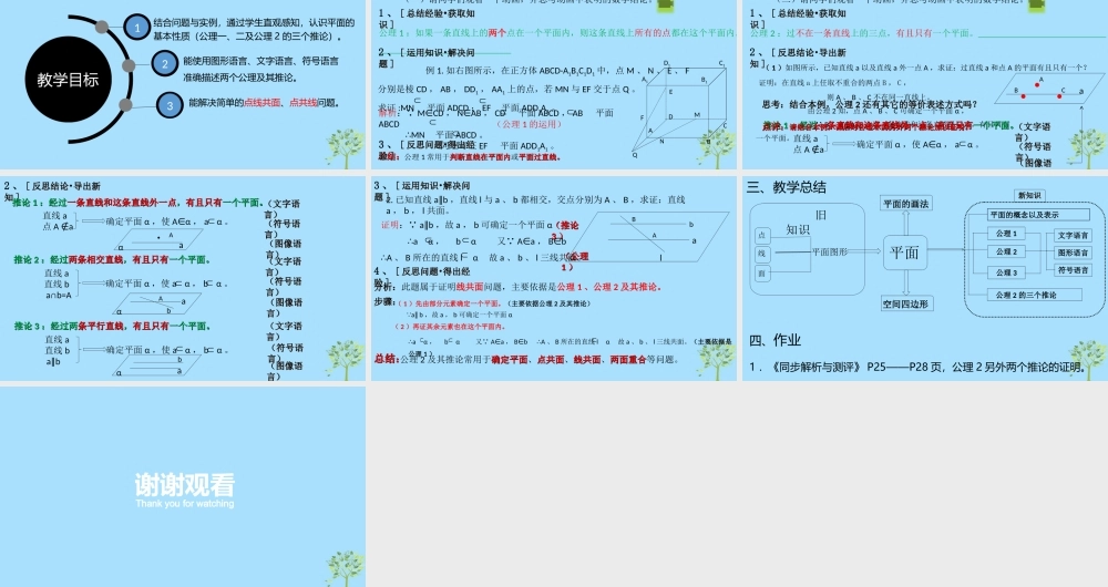 山西省忻州市高考数学 专题 平面的基本性质复习课件