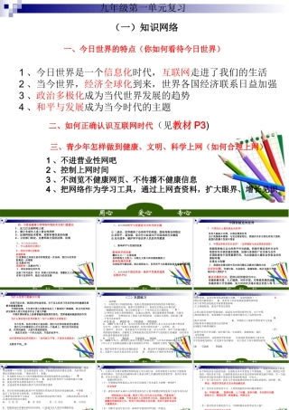 九年级政治 第一单元 世界在我心中 课件 湘教版 课件