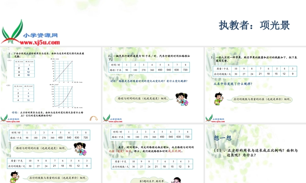 （北师大版）六年级数学下册课件正比例3